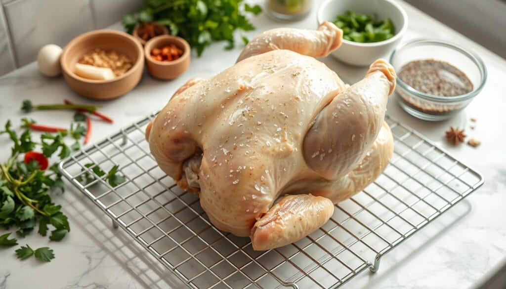 Air drying brined chicken