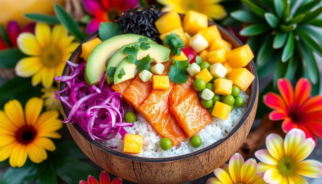 Hawaiian poke bowl toppings