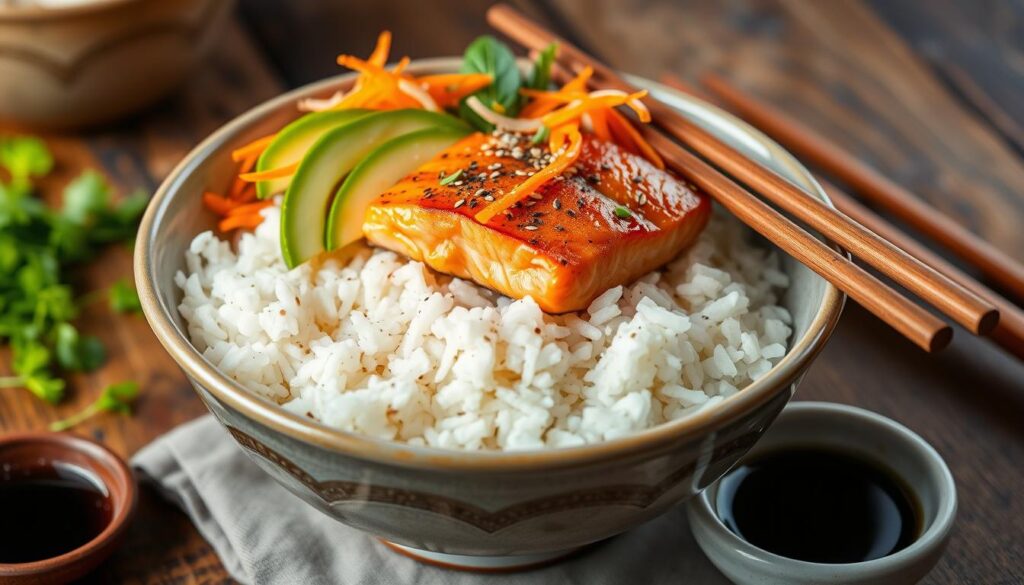 healthy salmon bowl