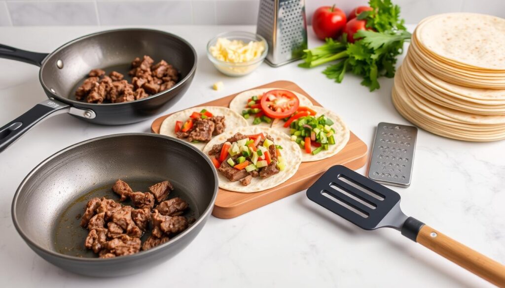 Kitchen tools for steak quesadilla