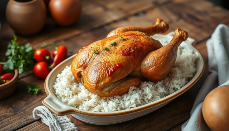 old fashioned baked chicken with rice and pimentos recipe