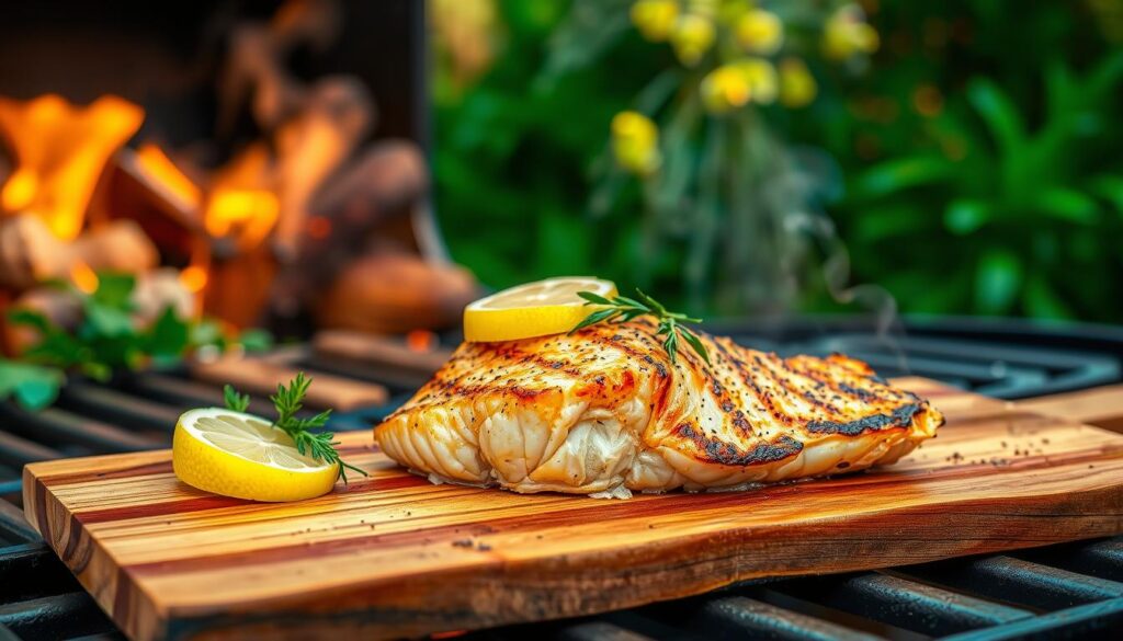 salmon on cedar plank grill