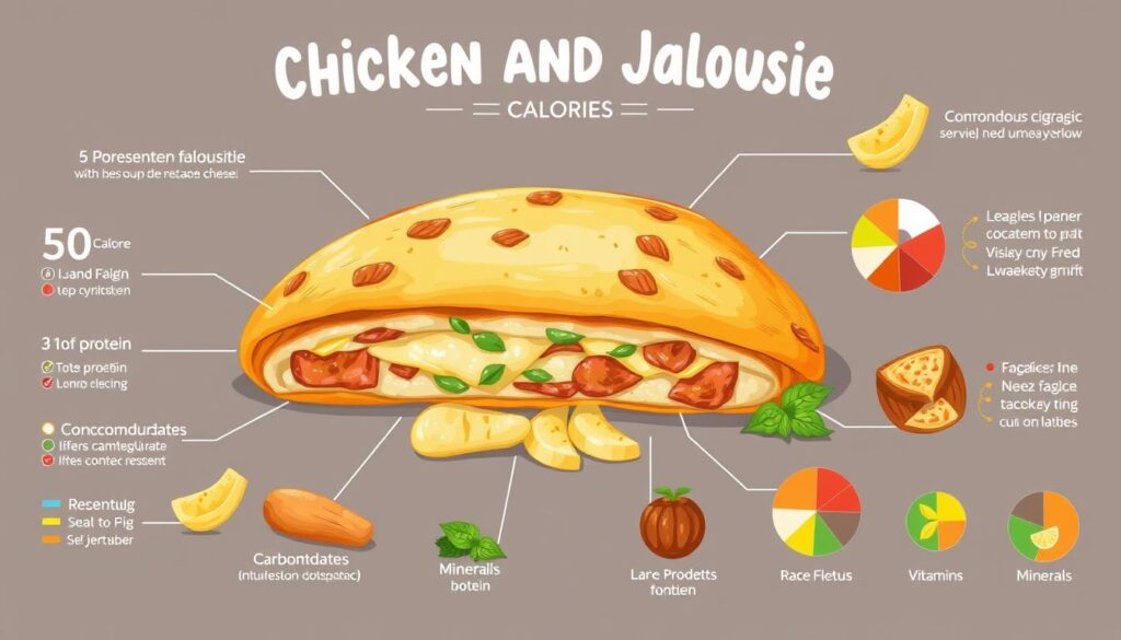 Nutritional breakdown of chicken and cheese jalousie