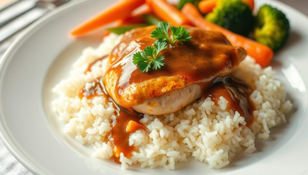 Smothered Chicken and Rice Plating Techniques