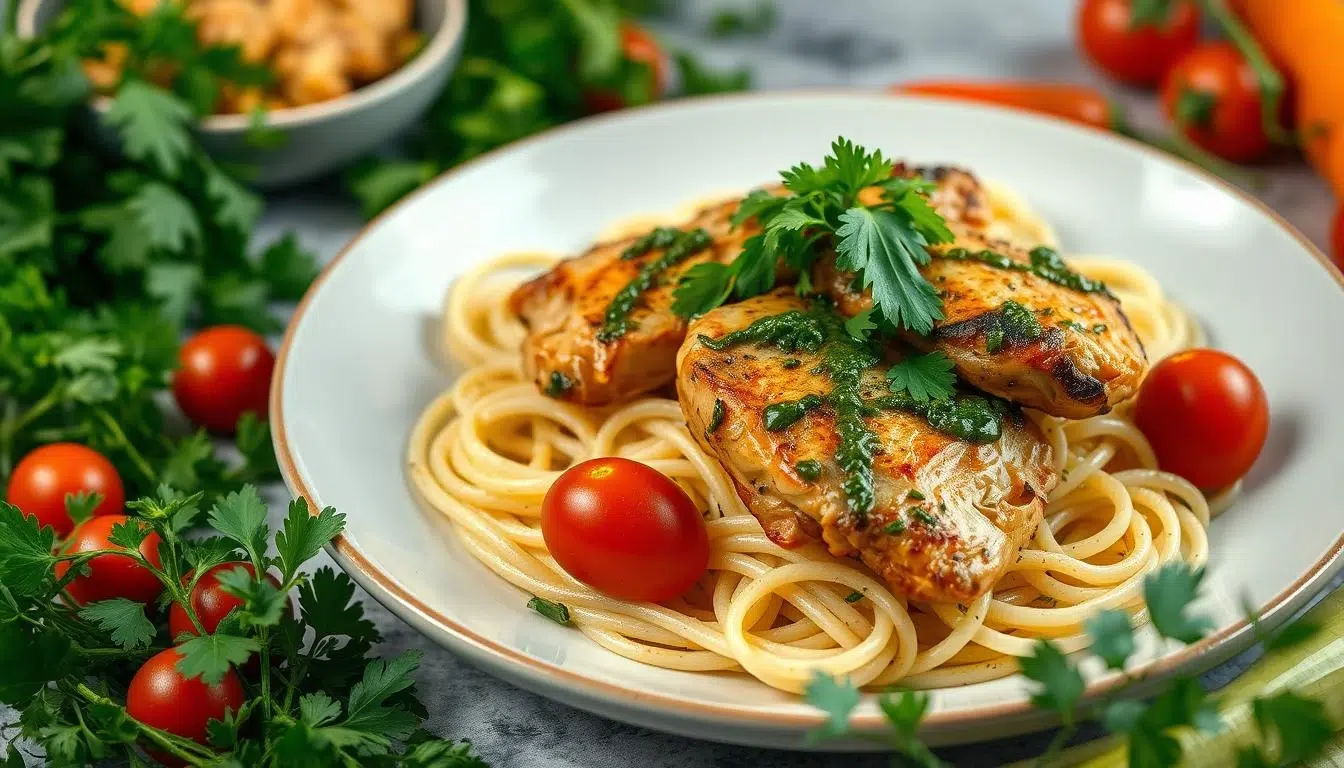 chimichurri chicken thighs pasta