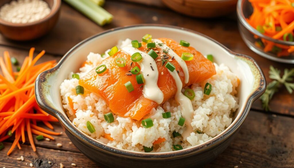 gluten-free salmon sushi bake