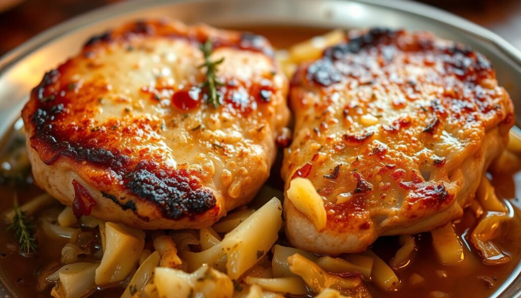 oven baked pork chops and sauerkraut